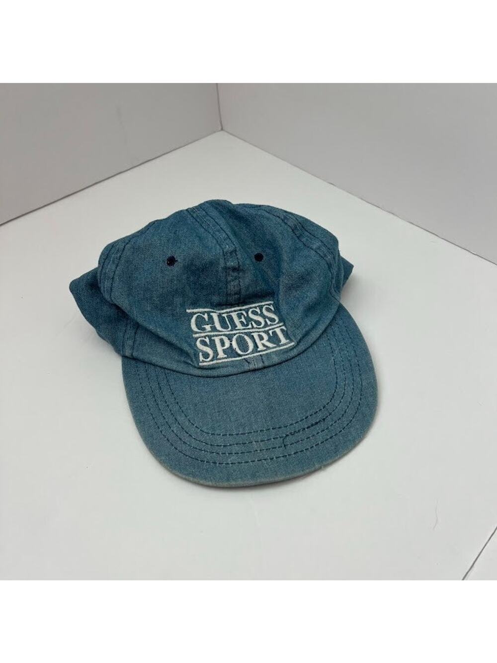 Vintage 90s Guess Sport Denim Strapback Hat OS